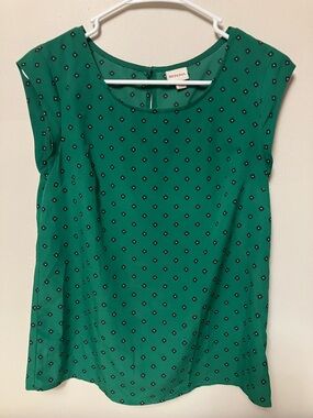 Merona Emerald Green Sleeveless Camisole with Black Dot Print